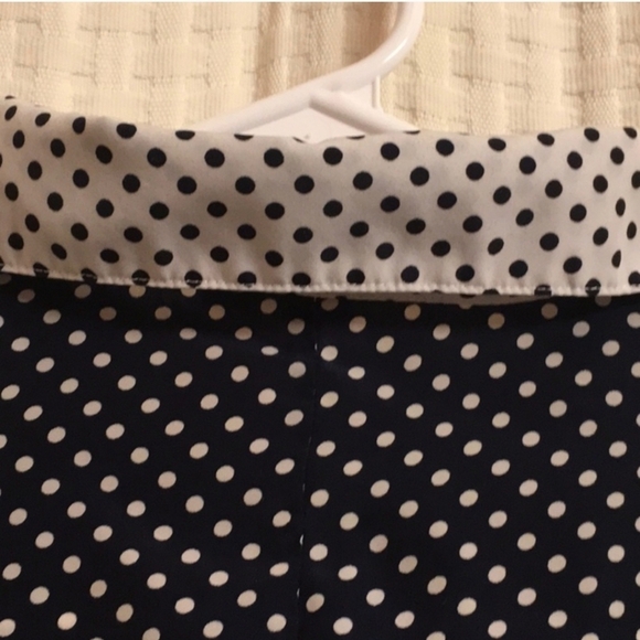 Forever 21 Modest womens size Medium polka dots dark blue white button-d… - Picture 4 of 16